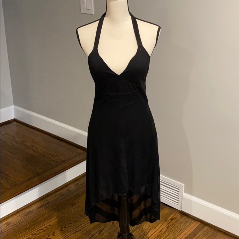 Guess Halter Hi-Low Black Dress